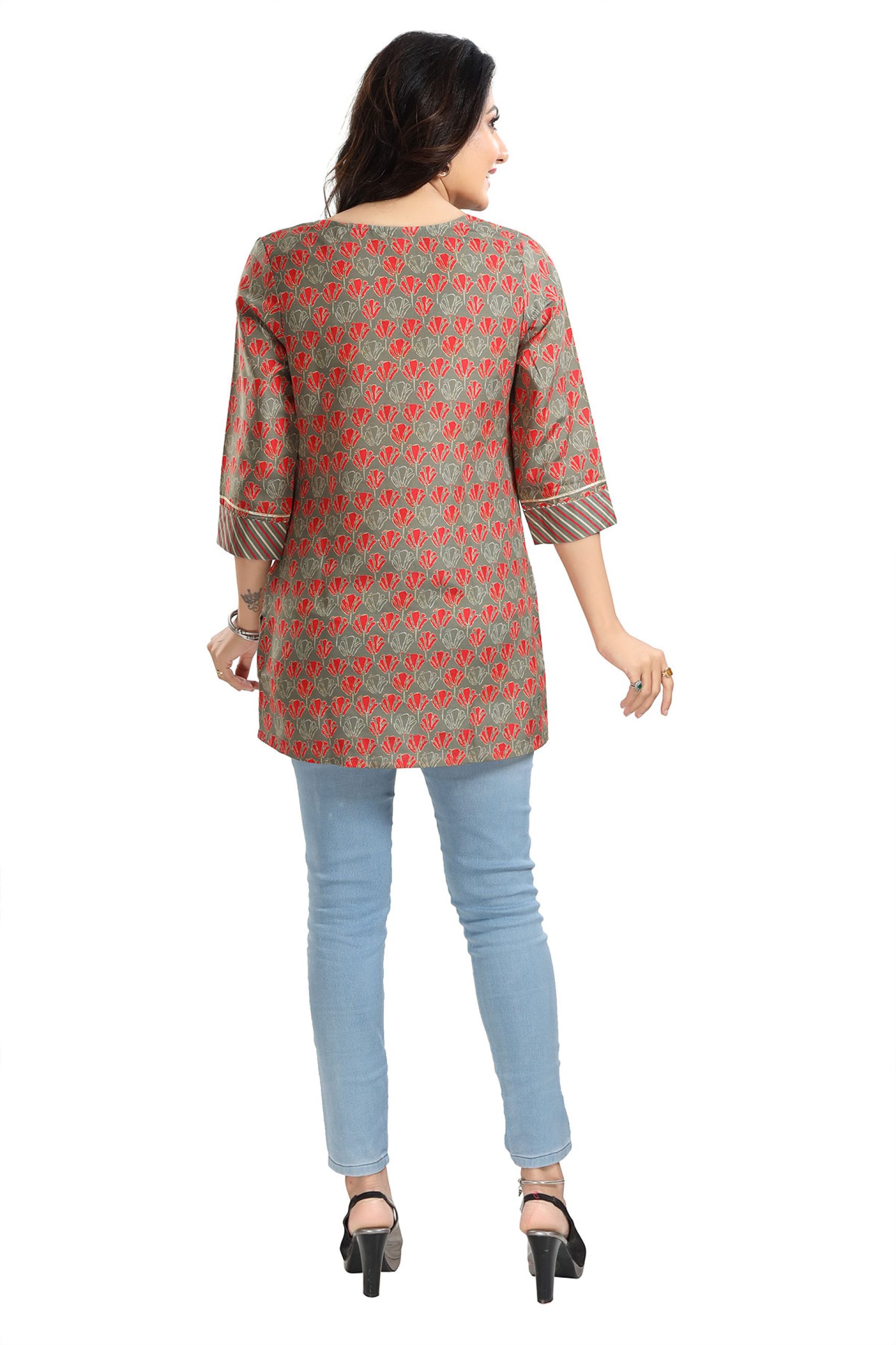 Reeta Fashion Traditional Light Orchid Soft Butter Crepe Printed Top |  Reeta Fashion