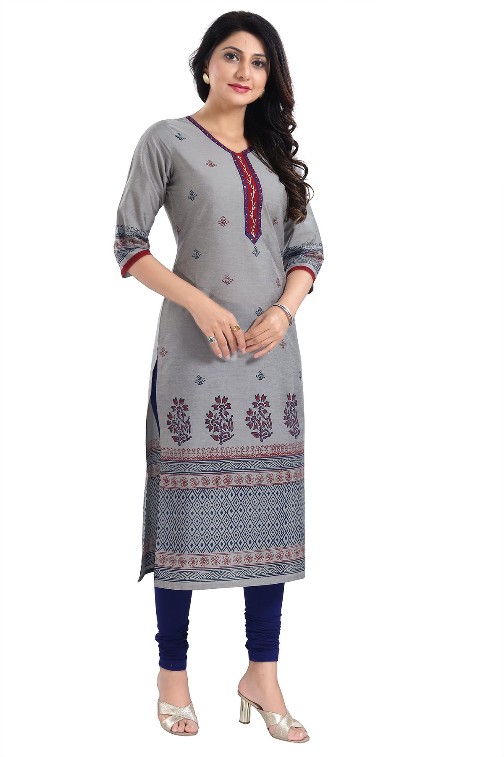 Rangmanch by Pantaloons Grey Printed A Line Kurta