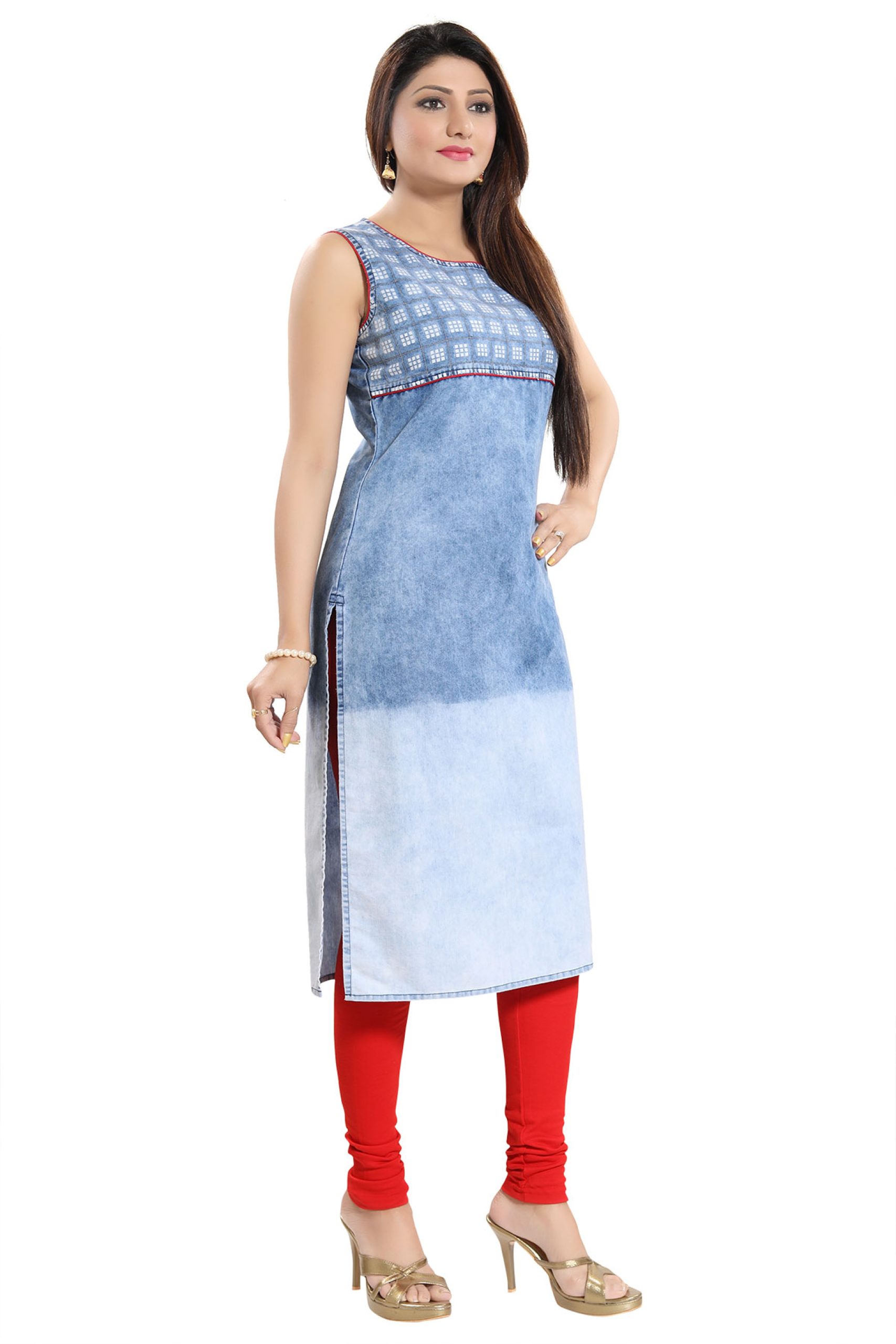 Buy Blue Stripes Printed Sleeveless Asymmetric Kurti Online in India | Kurti  designs, Stripe print, Blue fashion